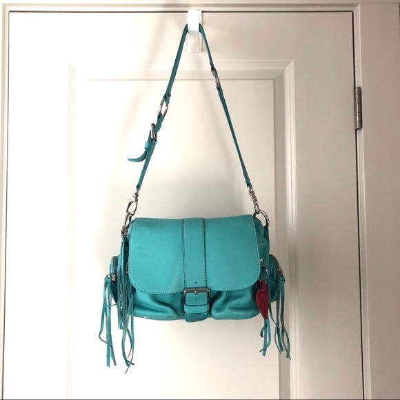 Roots Turquoise Leather Purse